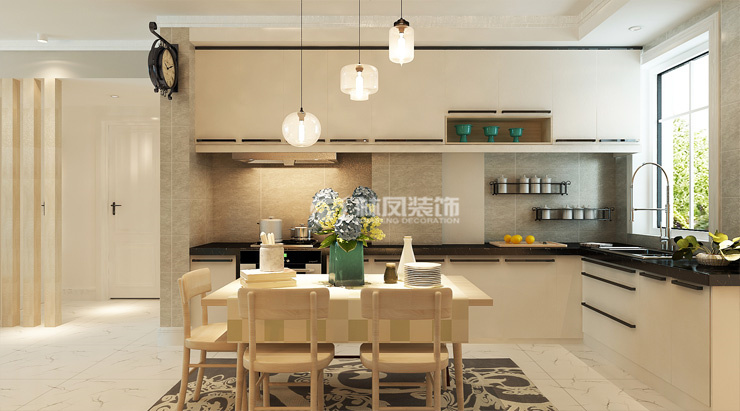 中瑞?北歐云墅124㎡戶(hù)型餐廚一體式裝修案例